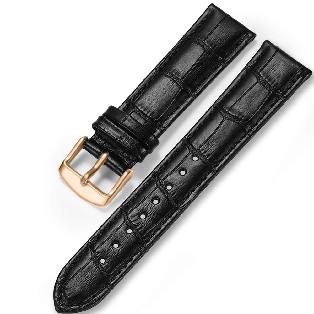 iStrap Watch Straps Gold 12mm/13/14/15/16/17/18/20/21/22/24mm Leather Watch Band Alligator Grain Genuine Leather Replacement Smart Watch Strap for Students for Men for Women