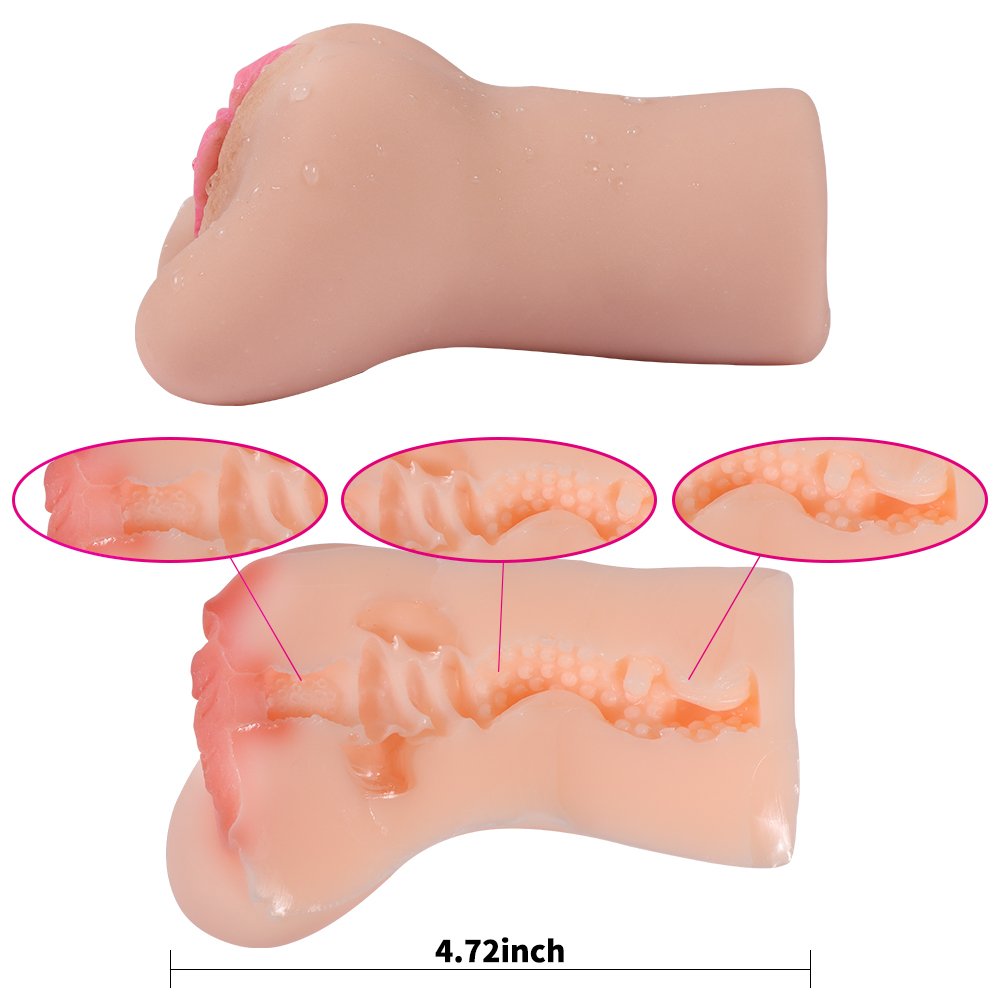 Male Masturbator Sex Toys with Cock Ring Penis Ring, iMiMi Masturbation Stroker Cup with 3D Realistic Vagina, Strong Sense of Granule Soft Silicon Adult Toys for Men (Flesh)