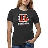 Team Fan Apparel Women's NFL Ultimate Fan Logo Short Sleeve T-Shirt - 100% Cotton - Officially Licensed - Tagless Tee (Cincinnati Bengals - Black, X-Large)