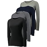4 Pack Long Sleeve Compression Shirts for Women Workout Athletic Baselayer Yoga Softball T-Shirts Cool Running Tops