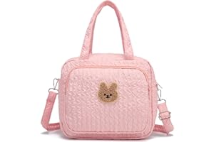 FWKEKYE Small Diaper Bag Tote, Crossbody Diaper Bag Mini Purse with 8 Pockets, Travel Baby Bag for boys & Girls, 2 Insulated Pockets, Pink