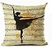 Andreannie Retro Shabby Sheet Music Beautiful Ballet Swan Lake Cotton Linen Personalized Throw Pillow Case Cushion Cover New Home Office Decorative Square 18 X 18 Inches (Ballet Dancer)