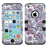 Wydan Compatible Case for iPhone 5C - Tuff Hybrid Shockproof Case Protective Heavy Duty Phone Cover - Paisley for Apple