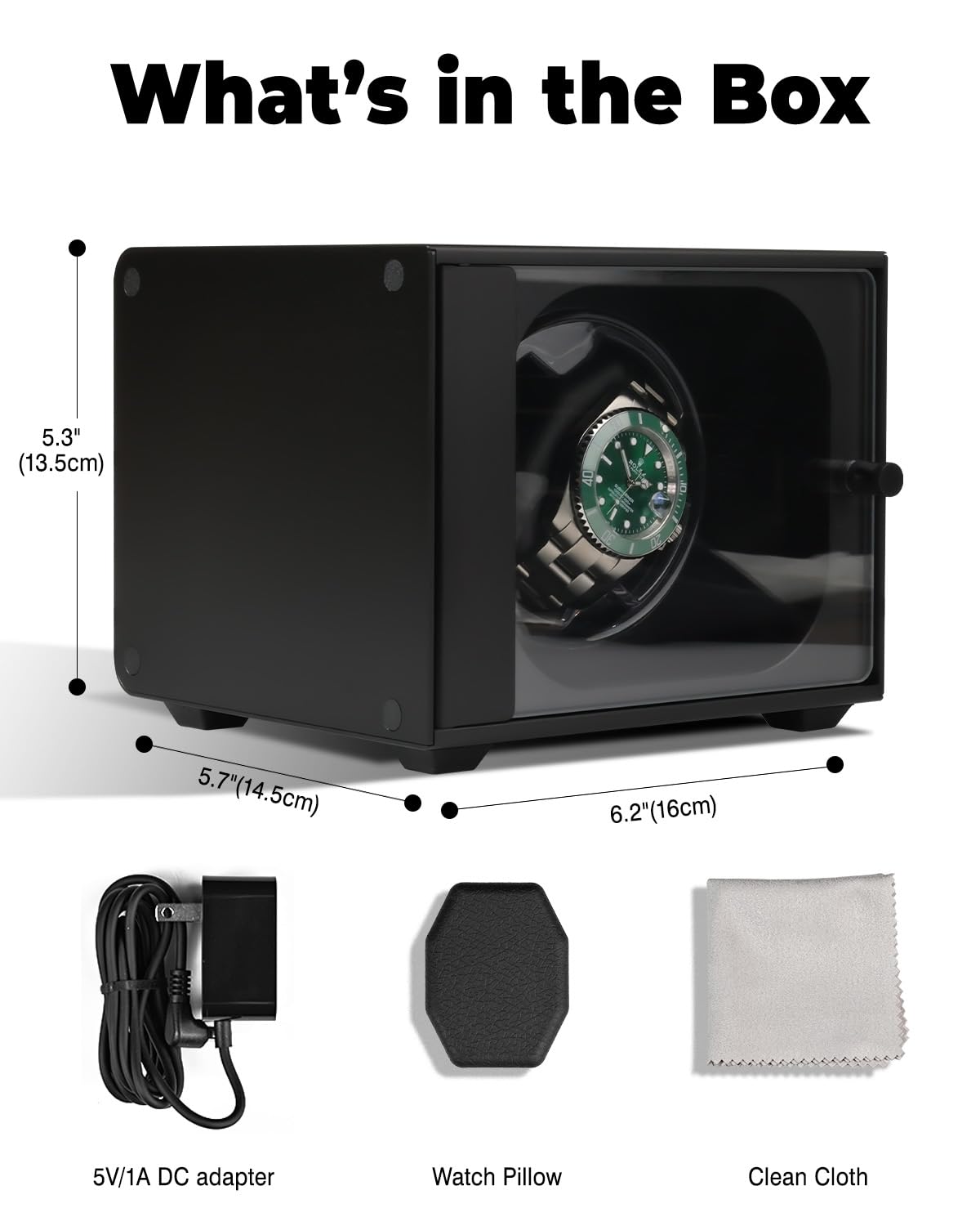 Watch Winder, Aluminum Single Automatic Watch Winder with Ultra Quiet Motor(≈0dB),Self-Winding Metal Watch Winder for Rolex and More,Blue Light,Side Open Glass Door,Gift for Watch Lovers