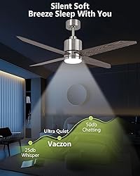 Vaczon 52 Inch Nickel Ceiling Fans with Lights and