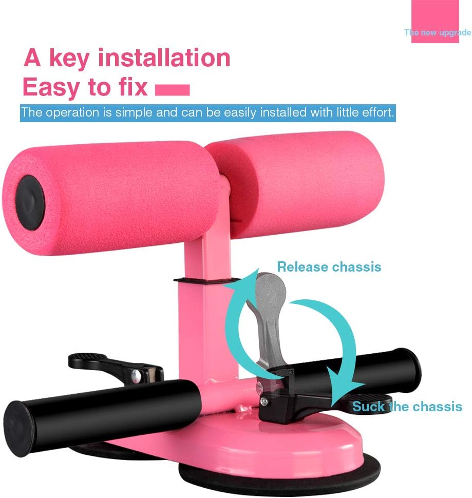 LuSitabqi Sit Up Equipment Bar, 2 Suction Cups Sit Up Bar, Indoor Exercise Device, Adjustable Abdominal/Leg Muscle Strength Training Equipment (Pink Foam) : Sports & Outdoors