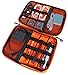 LoaferUp Travel Organizer - Double Layer Electronics Case, Cable Management Bag with Carrying Strap, Grey/Orange
