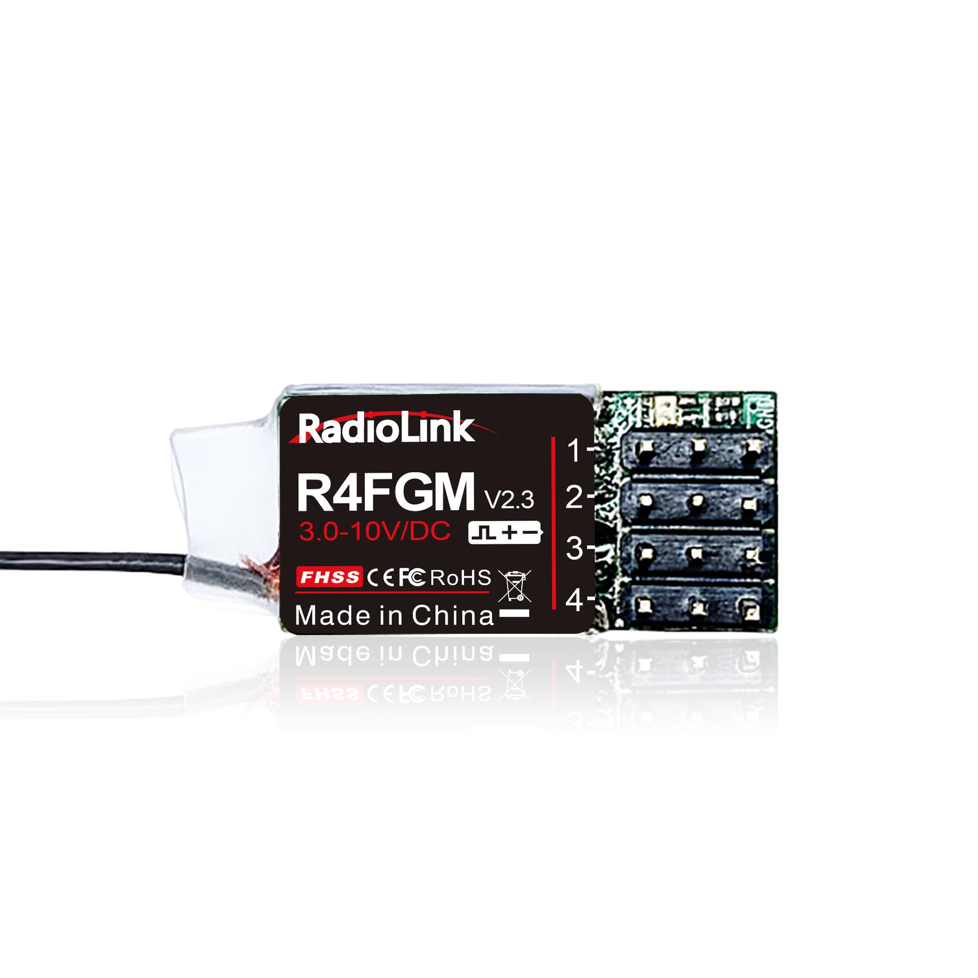 Radiolink R4FGM V2.2 3.4Ghz 4 Channels RC Gyro Receiver for Mini RC Cars 400m Long Range Control for RC Remote Controller RC8X/RC6GS V3/RC4GS V3
