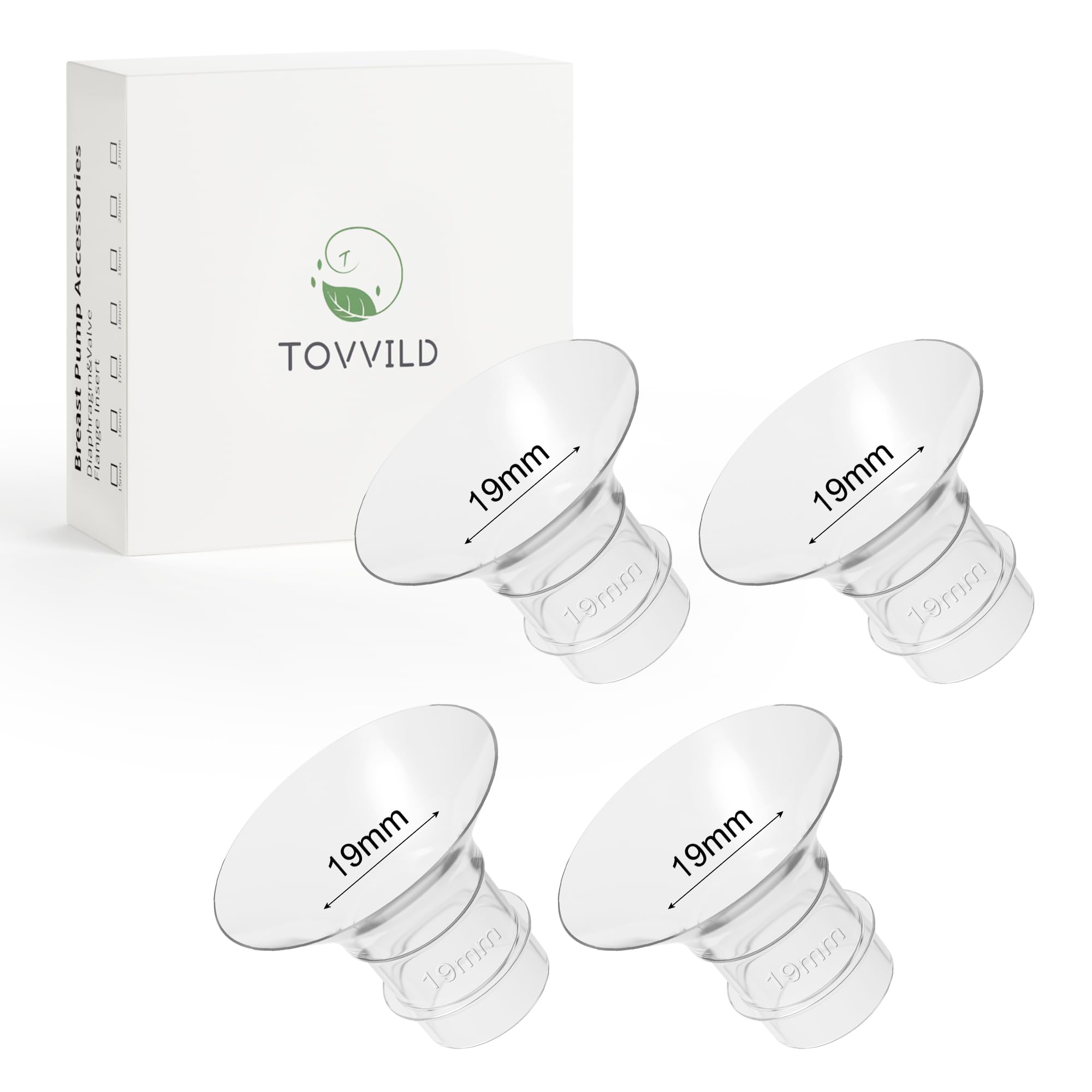 Photo 1 of TOVVILD 19mm Flange Inserts for 24mm Flange/Shield, Compatible with Momcozy/MOMMED/Spectra Breast Pumps, Pump Parts Replace (4PCS 19mm)