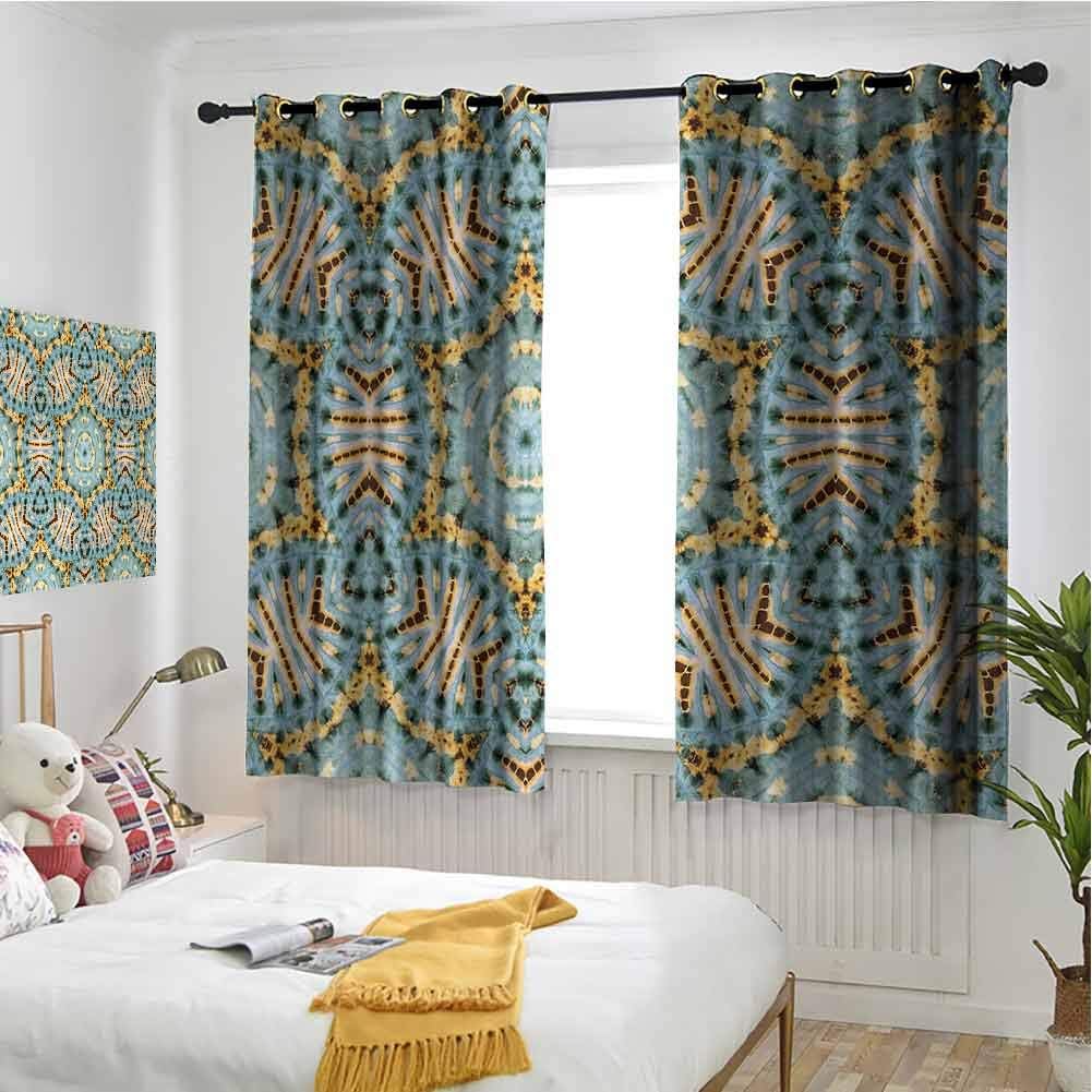 hengshu Boho Black Out Window Curtain 2 Panel Tribal Boho Pattern with