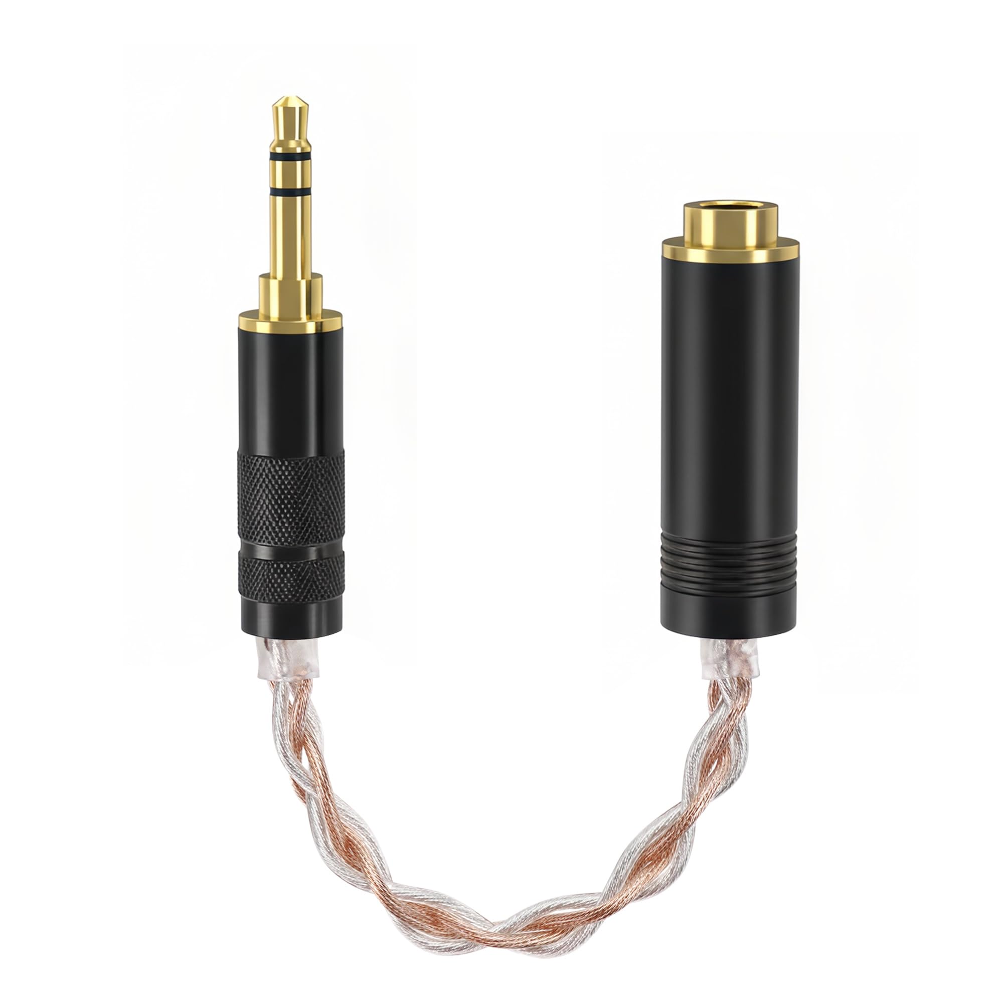 GEEKRIA 3.5mm Stereo Male to 4.4mm Balanced Female Headphones Plug Adapter, 4N OCC Copper and Silverplated Upgrade Conversion Audio Dongle Plug (0.52ft)