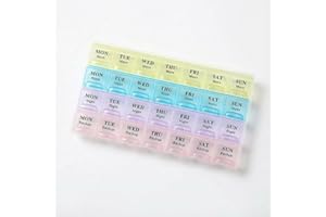 4 Rows 28-Compartment Pill Organizer, Morning Noon Evening After-Meal Medicine Box, Weekly Travel Pill Case