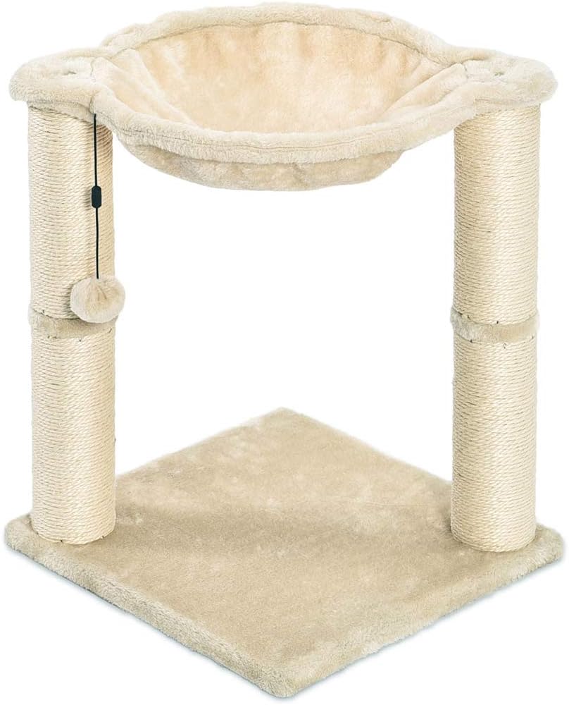 Basics Cat Condo Tree Tower With Hammock Bed And Scratching Post, 16 x 20 x 16 Inches, Beige : Pet Supplies