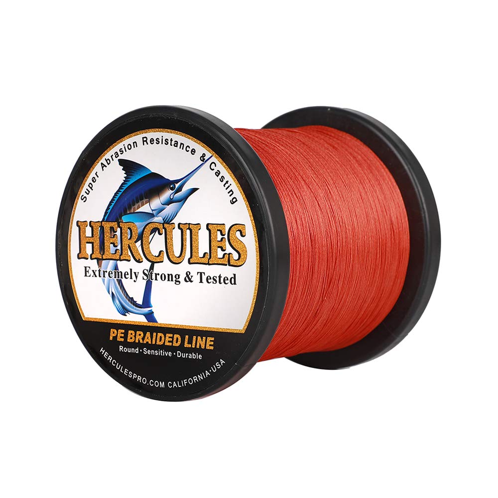 Hercules Super Cast 500M 547 Yards Braided Fishing Line 150 LB Test for Saltwater Freshwater PE Braid Fish Lines Superline 8 Strands - Red, 150LB (68KG), 0.62MM — image 1