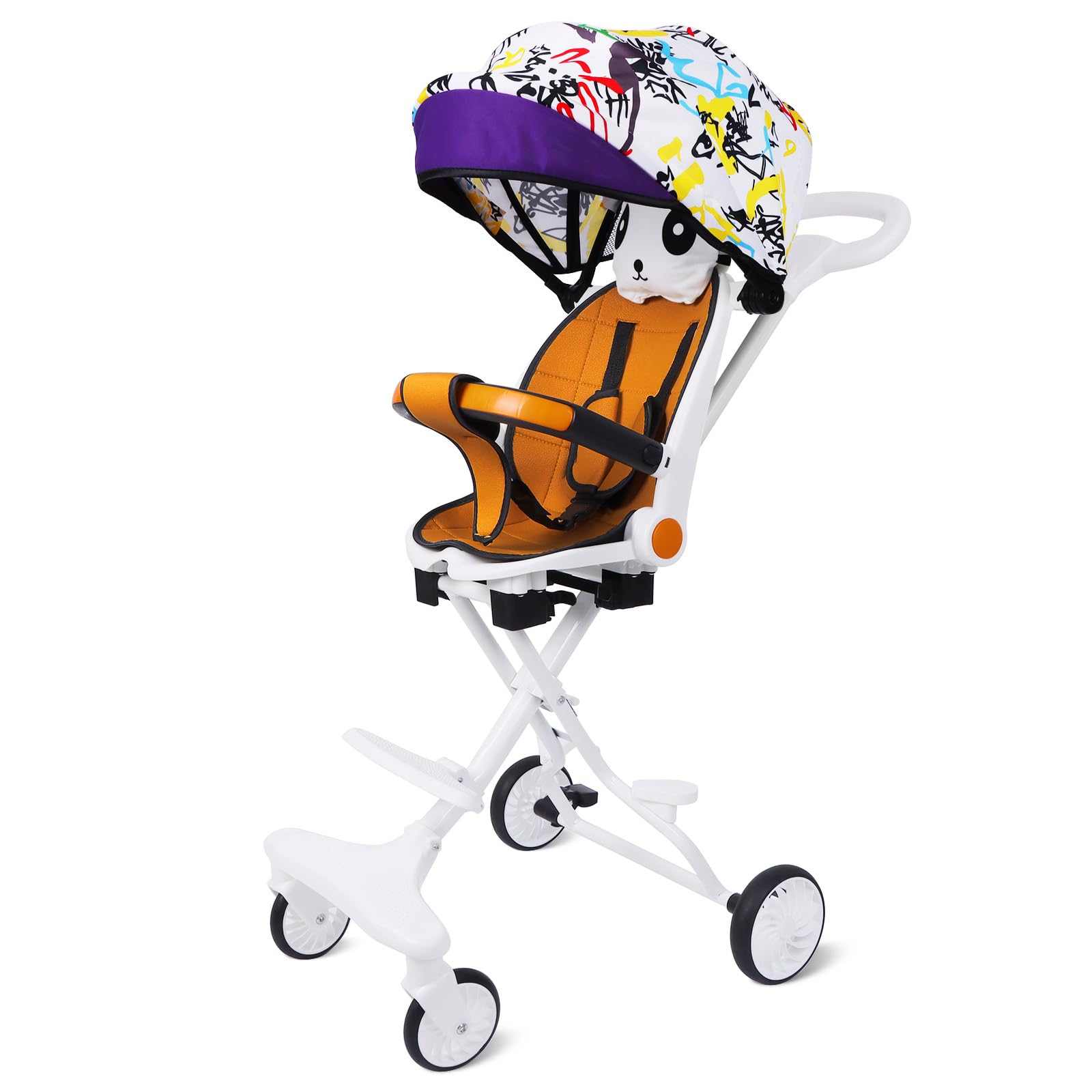 Photo 1 of Lightweight Stroller, Portable Foldable Baby Toddler Travel Stroller with 3 Seat Backrest Positions Adjustment, Compact Stroller with Seat Cushion & Raincover for Babies Toddlers Kids (White)