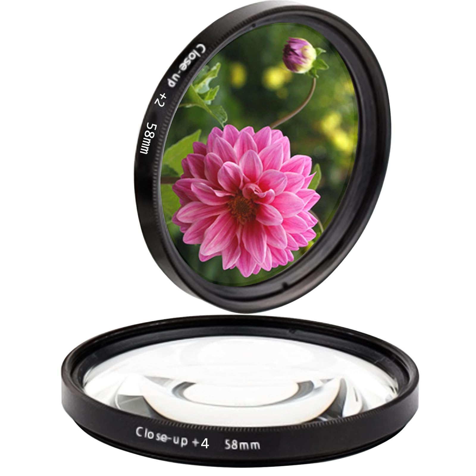BSITSSS 2 PCS 58mm Close-up Filter Kit, Close Up Filter, Macro Filter Kit, Macro Lens Filter Compatible with 58mm Thread Lens Camera (+2, +4)