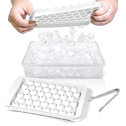WIBIMEN Ice Cube Tray with Lid and Bin - Round Ice