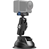 TELESIN Suction Cup Car Mount for DJI Action 6 5 pro/4/3 – Strong Magnetic Base, 360° Adjustable Dual Ball Head, Quick Release Camera Mount for Windshield, Dashboard & Smooth Surfaces
