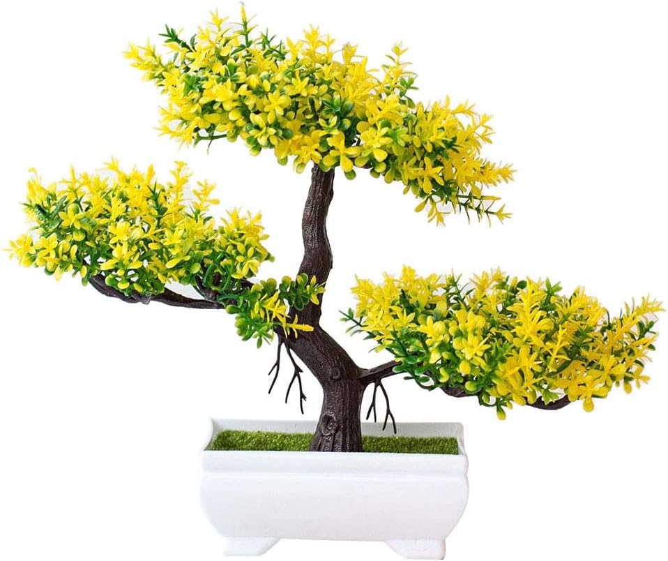 hefeibiaoduanjia 1Pc Artificial Flower Pine Tree Plant Photograph Prop Wedding Home Bonsai Decor 1Pc Artificial Flower Pine Tree Plant Photograph Yellow