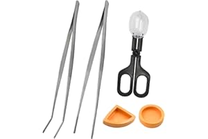 SURUIKEI 2Pcs Stainless Steel Feeding Tongs, Reptile Feeding Tweezers Long Handle Feeder Tools, Bug Feeding Clamp Cricket Tongs for Fish Aquariums, Reptiles Snakes Lizard Gecko Spider and Bird (Set 1)