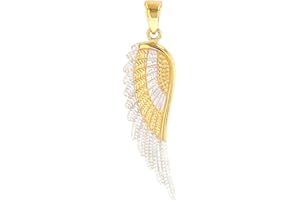Jewelry America Solid 14k Yellow Gold Textured Angel Wing Charm Pendant