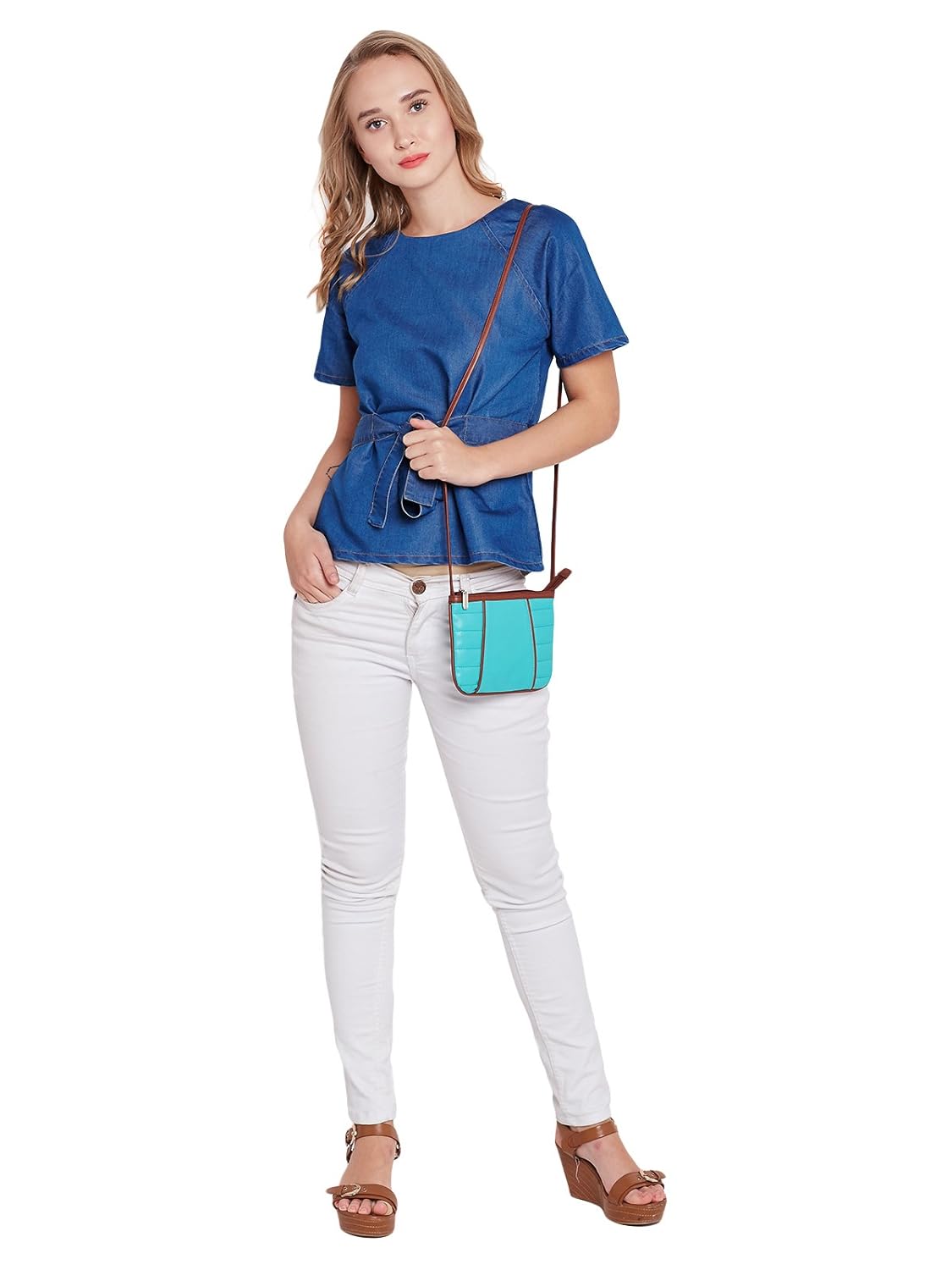 marie claire women dark blue solid top