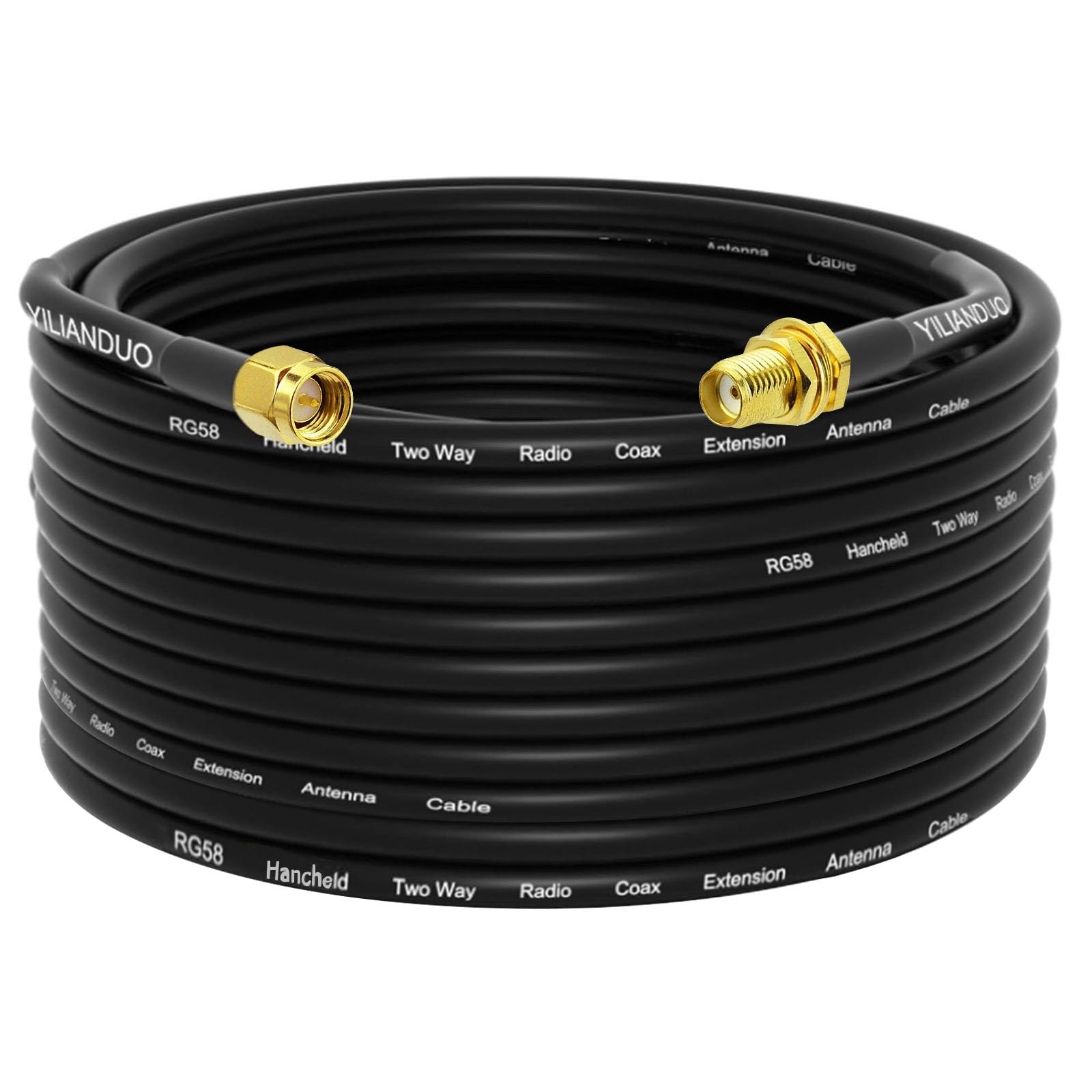 YILIANDUO SMA WiFi Antenna Extension Cable 15-Meter(49.2 Ft) SMA Male to Female 50 Ohm Low Loss RG58 Coaxial Cable for Wireless Feeder Pigtail Huawei 2G/3G/4G LTE WiFi Router(Not for TV)