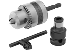 Renekton 3/8” Drill Chuck with 1/4” Quick Change Hex Drive, Convert Impact Driver Hammer and Wrench to Drill