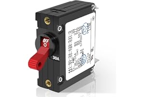 LENKRAD A Series Red Toggle AC/DC Single Pole 30A Boat Magnetic Circuit Breaker - 30 Amp Protects Low Power Devices for Yachts, Motorhomes, Campers and Caravans
