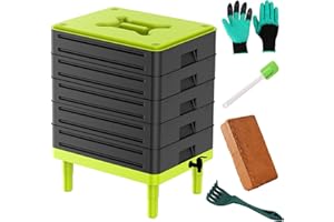 TOP XIAN 5-Tray Worm Composter,100L Worm Compost Bin for Vermicomposting Starter, Indoor & Outdoor Worm Farm Composting Bin, Worm Compost Bin for Recycling Food Waste