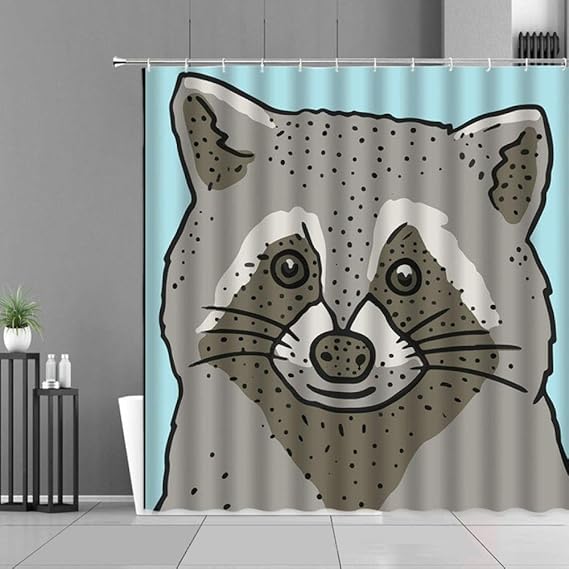 MUXARE Cortina de Ducha con Estampado de Animales de Dibujos Animados