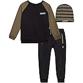 Volcom Boys Sweatsuit Set - 3 Piece French Terry Active Sweatshirt, Jogger Sweatpants and Hat - Boys Jogger Pants Set