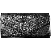 IAMUHI Women Vegan Leather Crocodile Evening Clutch Handbag Envelope Alligator Crossbody Bag Shoulder Purse Wallet