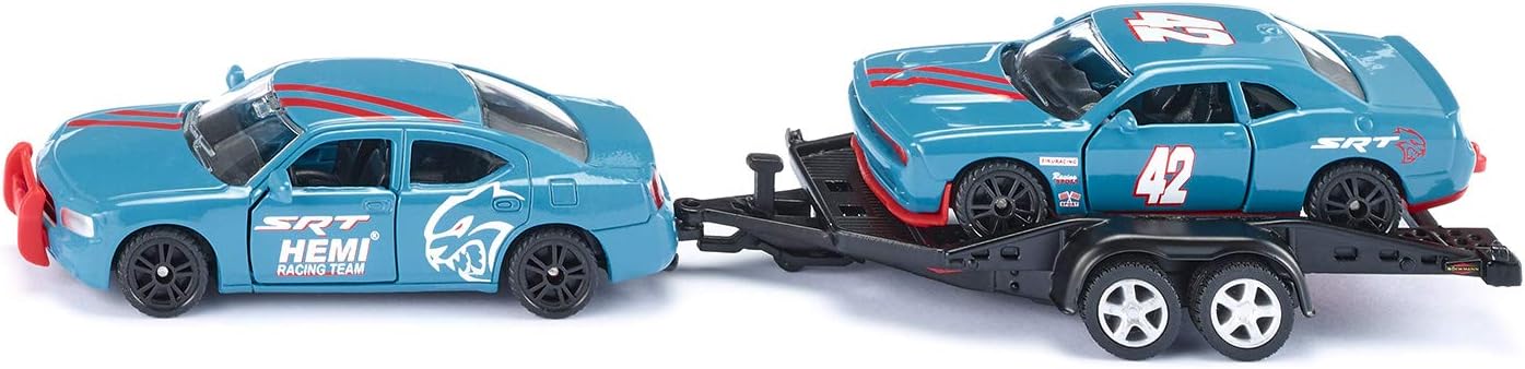 siku 2565, Dodge Charger with Dodge Challenger SRT Racing, Sky Blue, Metal,Plastic, 1:55, Functional doors
