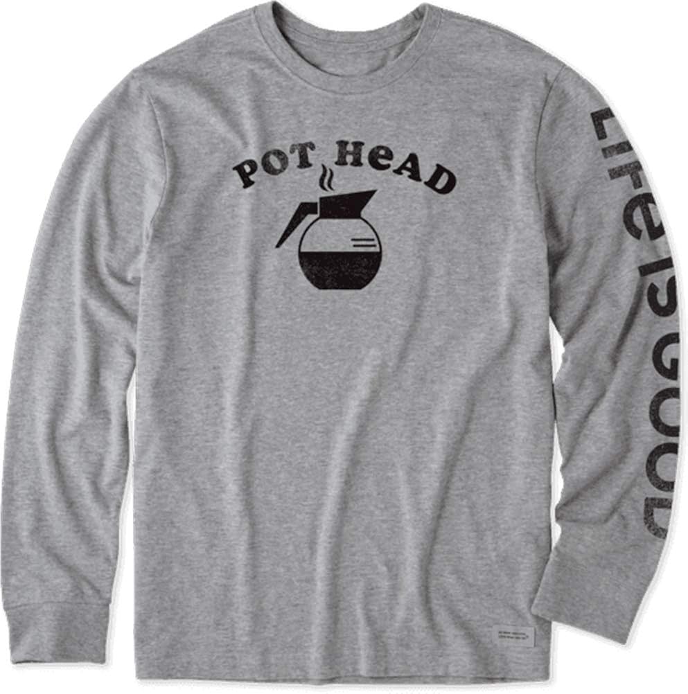 Life is Good Mens Long Sleeve Crusher Graphic T-Shirt: Clothing
