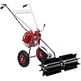 Power Broom Sweeper Cordless,43CC Gas Powered Broom,Walk-Behind Outdoor Hand Push Sweeper for Lawn Leaf Artificial Turf Grass Gravel Cleaning