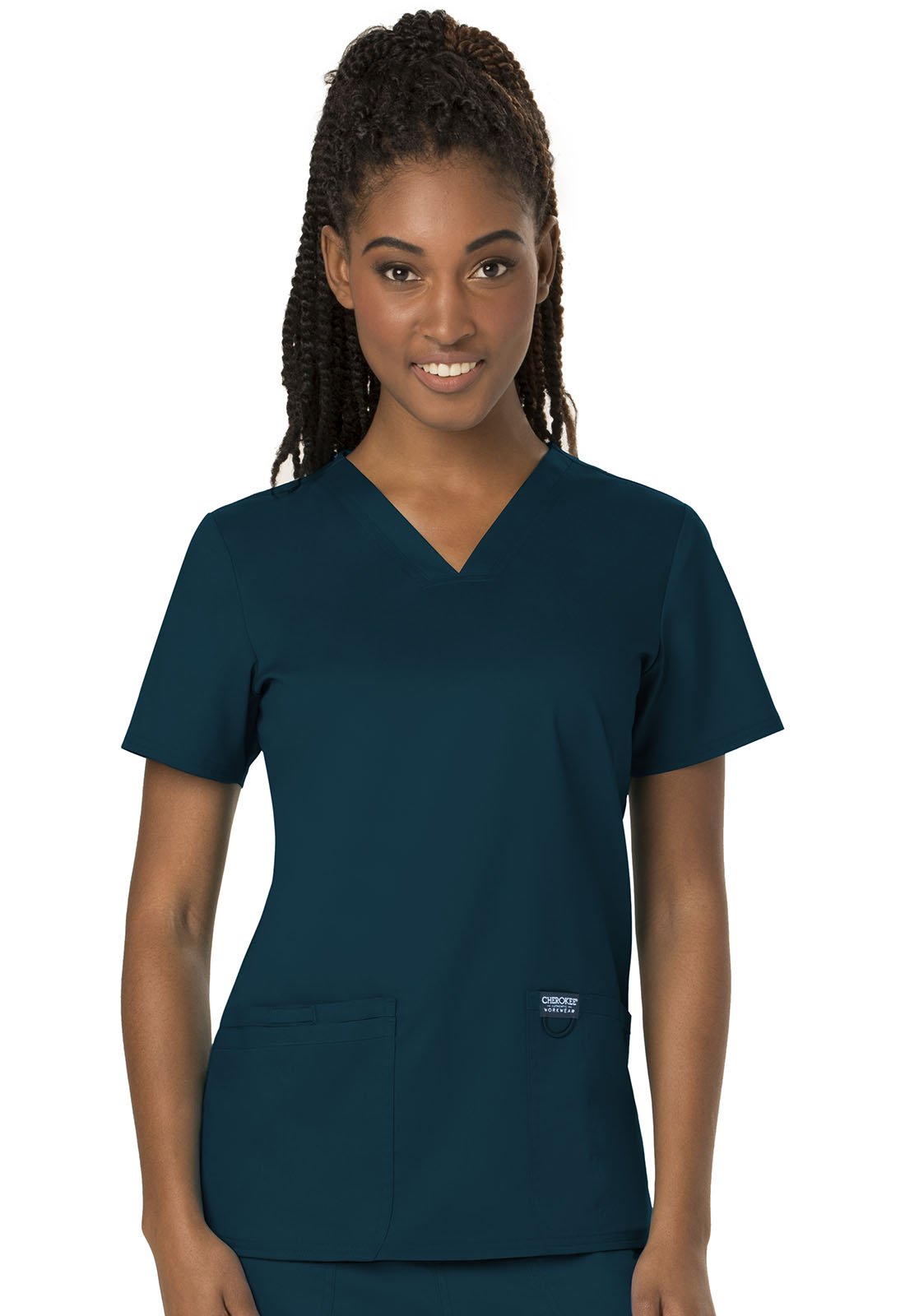 CherokeeMedical Women's Scrub Top V-Neck Modern Classic Fit with 3 Pockets, Ultra Soft and 2-Way Stretch Fabric - WW620