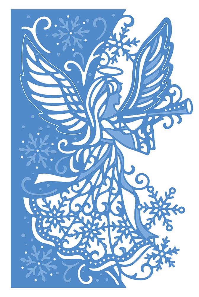 Gemini Create a Card Christmas Scene Edge'ables-Elegant Angel, Silver, One Size