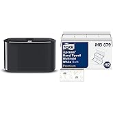 Tork Xpress Soft Multifold Hand Towel White with Blue Leaf Print, Premium Quality, 135 Towels per Pack, 16 Packs, Fits H2 Towel Dispensers and Tork Xpress Paper Towel Dispenser, Black, Compact for Home Use, Fits H2 Towels
