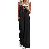 Ekouaer Womens Causal Sleeveless Jumpsuits Summer Boho Wide Leg Floral Rompers Overalls with Pockets
