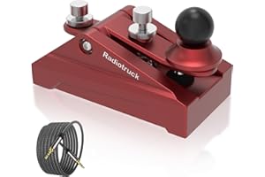 TABABAO CW Telegraphy Key Auto Morse - Radio HAM Send Telegram Key Lambic Single Paddle Transmission Morse Code Key with Aluminum Alloy Body Base, Red-07