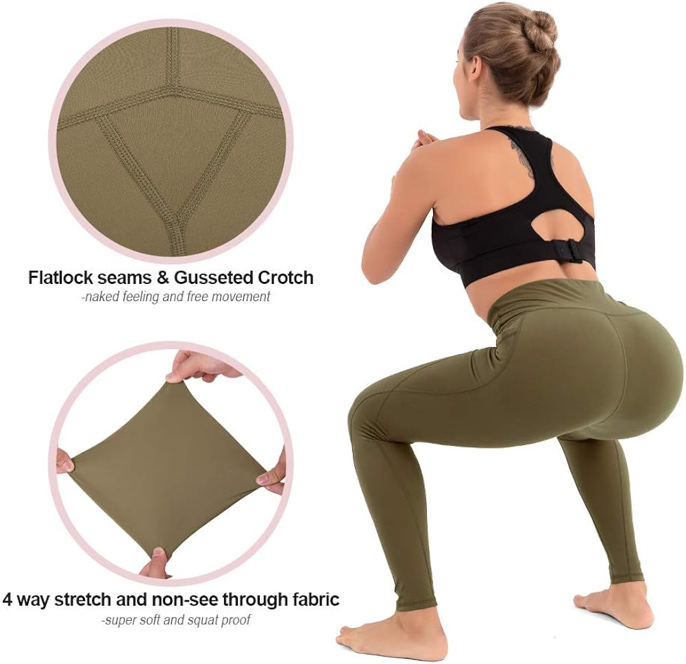 CLUCI Yoga Leggings High Waist for Women with Pockets Workout Pants Tummy Control Non-See Through 4 Way Stretch: Clothing