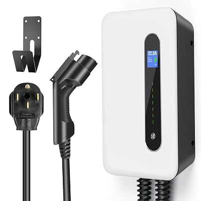 LEFANEV 32A 7.68KW EV Charger Level 2 Station, NEMA14-50 20ft Wall Electric Vehicle Charging Station for Electric and Hybrid Vehicles