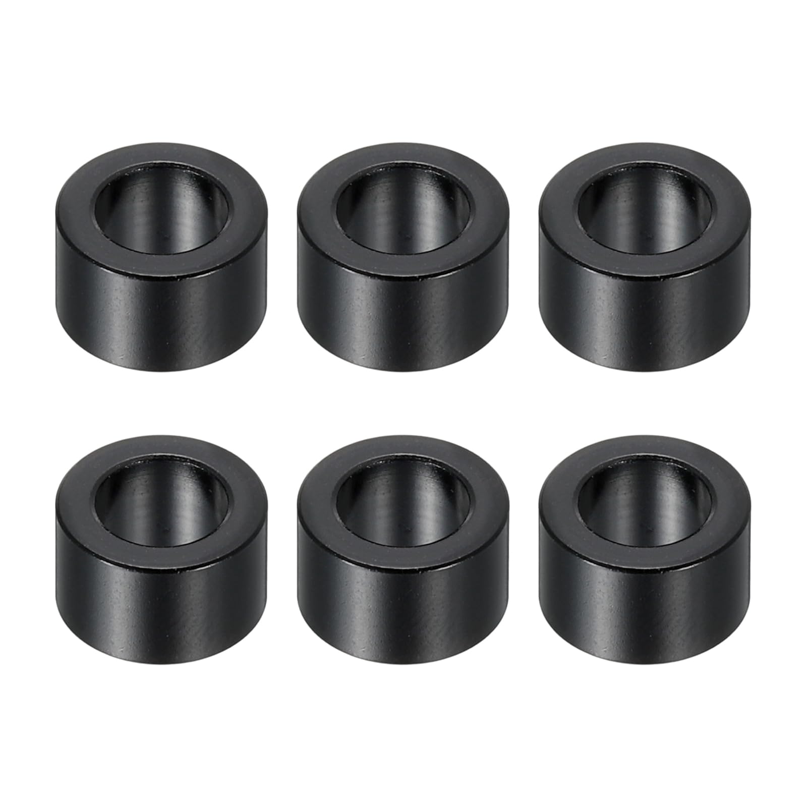 PATIKIL M6 Aluminum Spacers, 6 Pcs Metal Spacers Aluminum 6.2mm ID x 10mm OD x 6mm L Aluminum Spacer Screw Standoff Round for 1/4" or M6 Screw Bolts,Black