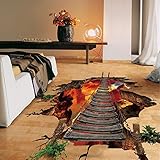Kemilove 3D Stream Floor Wall Sticker Removable Mural Decals Vinyl Art Living Room Decor (VolcanoLand)
