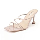vivianly Women's Thong Heels Sandals Square Open