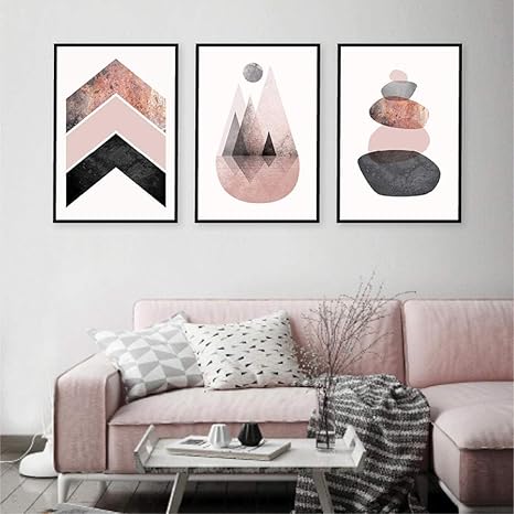 Amazon 現代抽象ピンクグレー石プリントポスターキャンバス絵画スカンジナビアウォールアートリビングルームの装飾40x60cmx3いいえフレーム アートフレーム ポスター オンライン通販