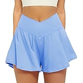 FireSwan Crossover Athletic Shorts for Women 2 in 1 Flowy Running Shorts with Pockets Spandex Butterfly Workout Tennis Skorts