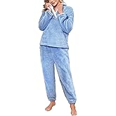 Yusongirl Fleece Womens Pajamas Set Fuzzy Pajamas Winter Pyjama Warm Loungewear Pjs Fluffy Pj Set Long Sleeve Sleepwear