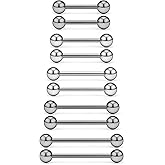 Kwoencxi 16G 14G 12G Titanium G23 Tongue Rings Nipple Piercing Jewelry Externally/Internally Threaded Bars Nipple Tongue Barbells Piercing Jewelry for Women Men 12mm 14mm 16mm 19mm 22mm